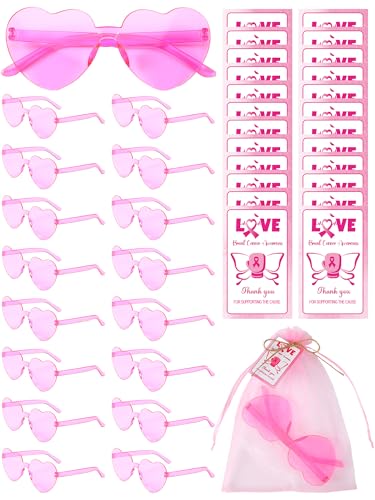 Breast Cancer Awareness Gifts Bulk Sunglasses Accessories Pink Heart Shaped Glasses Breast Cancer Survivor Gift