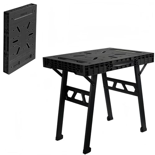 EastEamily 作業台 折りたたみ式 ワークテーブル 幅85cm×奥行き61.5cm×高さ78.7cm 耐荷重約450kg 木工 ワークベンチ 作業テーブル 万能作業台 ソーホース 取っ手付き ポータブル ガレージ ワークショップ 自宅に最適 日本語説明書付き