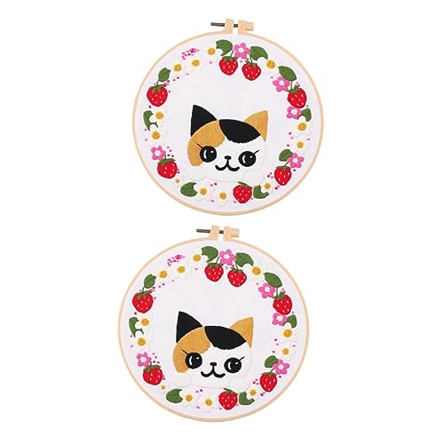 Kit de broderie chat complet pour débutants - 2 ensembles point de croix