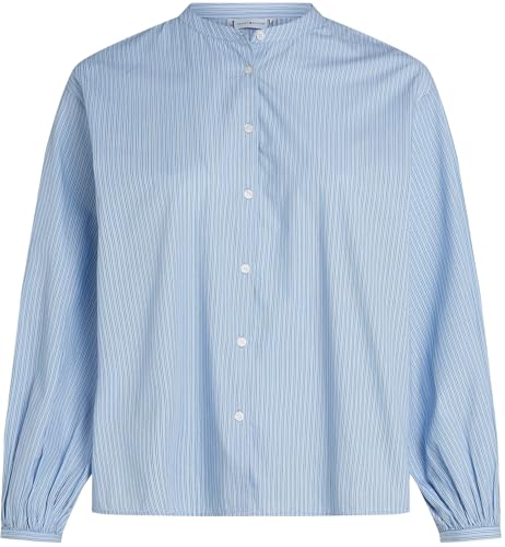 Tommy Hilfiger Damen Bluse V-Neck Balloon Blouse V-Ausschnitt, Blau (Ivy STP/Vessel Blue), 48 – Ansicht 1