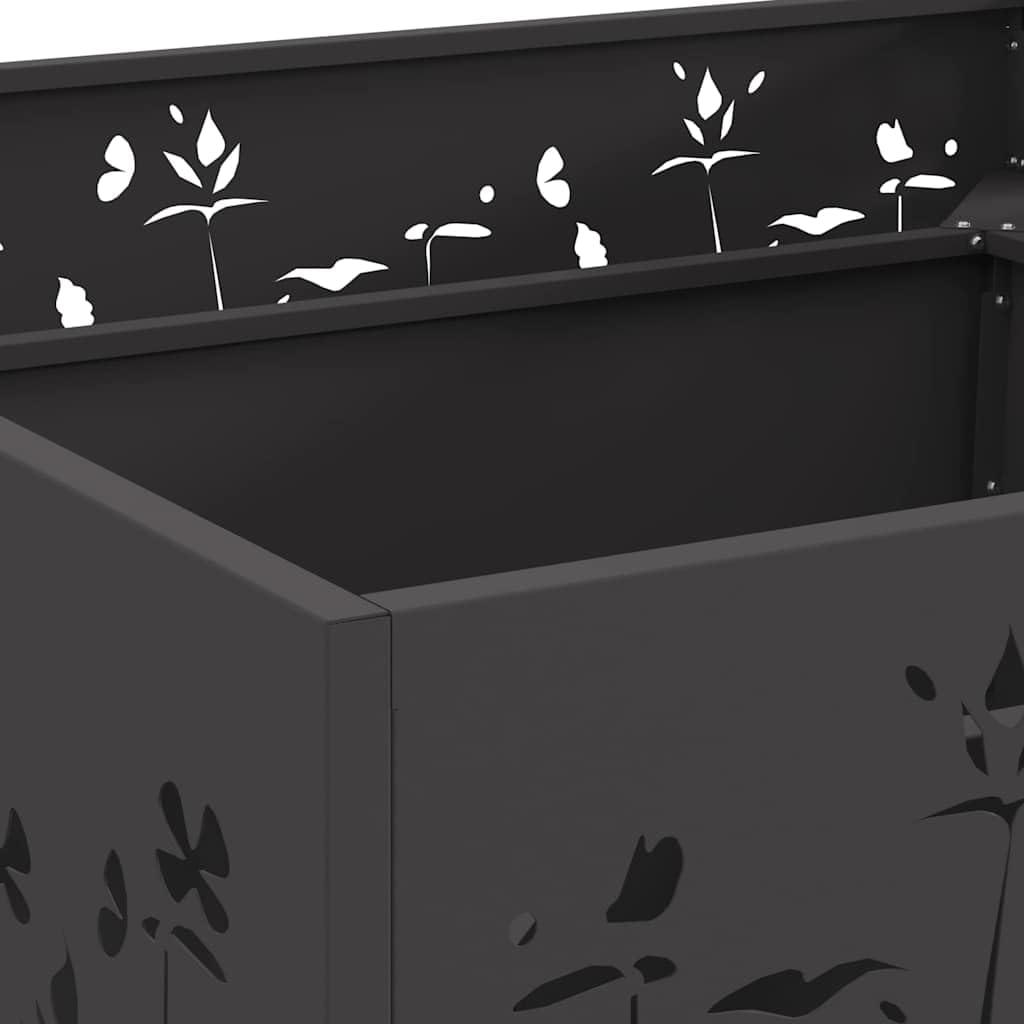 Brasero negro de acero 80 x 80 x 30 cm, resistente a la intemperie y a la corrosión, portátil para jardín y terraza, moderno brasero para noches acogedoras al aire libre