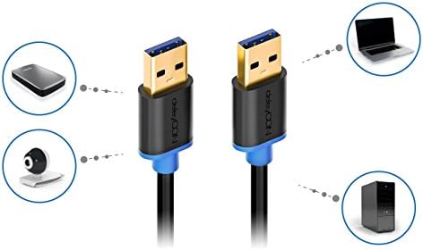 deleyCON 1m (3.28 ft.) USB 3.0 Super Speed Data Cable - USB A (Male) to USB A (Male) Transfer Rates up to 5Gbit/s - Black