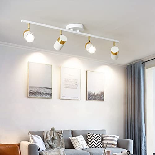 Kit d'éclairage sur rail réglable blanc avec 4 ampoules LED GU10
