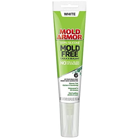 MOLD ARMOR 100% Silicone Mold Free Caulk & Sealant (White), 5.5 Oz. Cover