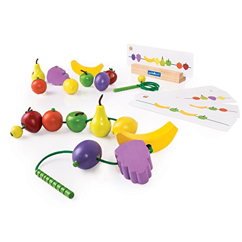 Guidecraft Count And Lace Fruit - Wooden Multi-Color Fruits Set For Toddlers, Kids Learning & Educational Toys #TOP2