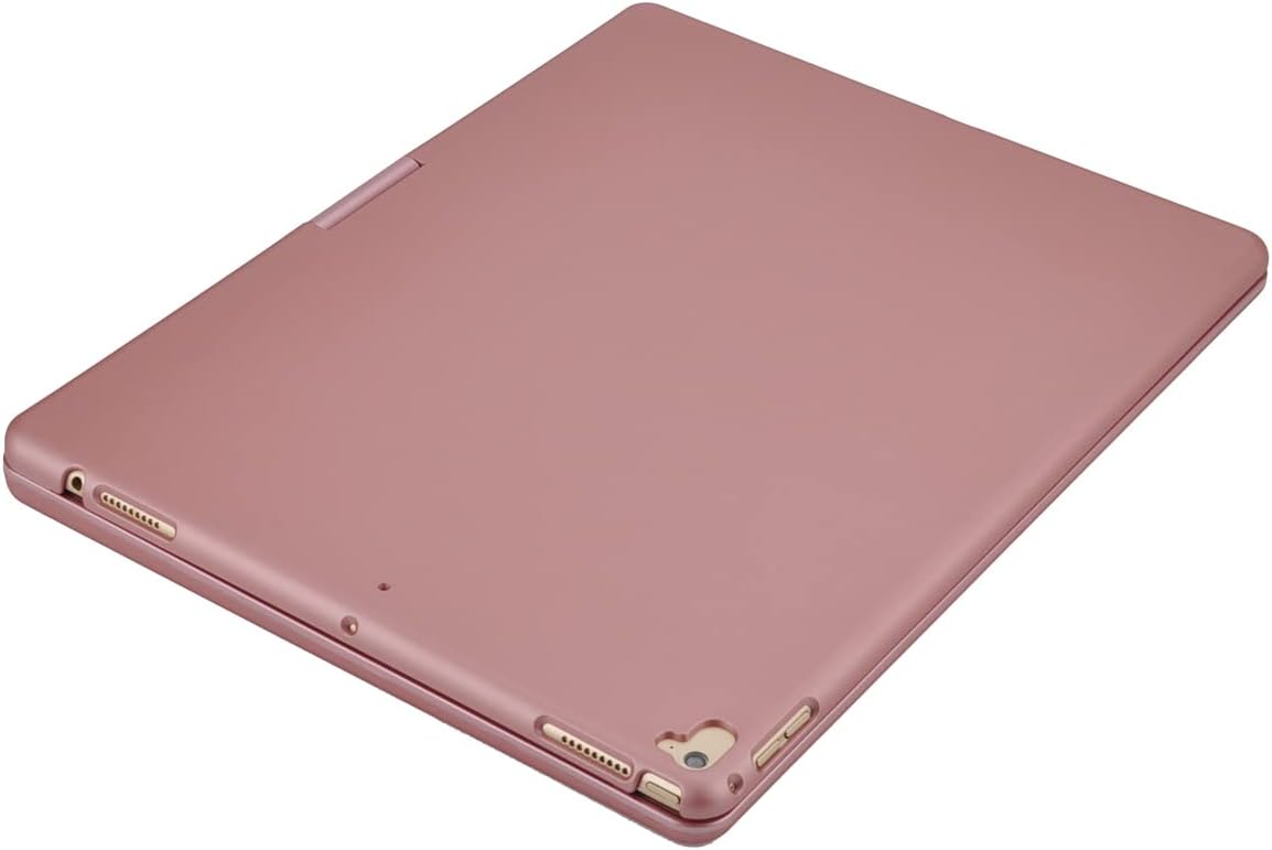 iPad pro 12.9 Keyboard case 2017 2nd 2015 1st Generation,360 Rotatable Wireless Keyboard Smart Folio 180 Swivel Stand Hard Shell Cover Auto Sleep/Wake up Rose Gold