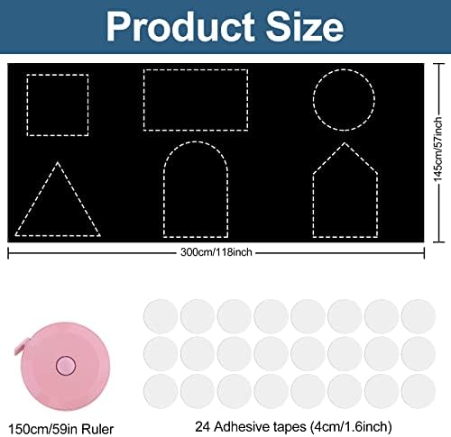 300x145cm Upgraded Temporary Blackout Blind, OBOVO Portable 100% Blackout Fabric with 24PCS Double Sided Tape and Ruler Cut to Size to Fit Any Window for Bedroom, Nursery, Travel
