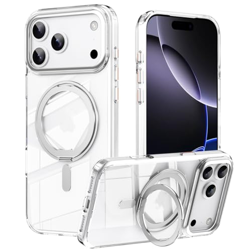 Coque iPhone 16 Pro transparente avec support anneau pour appels vidéo mains libres