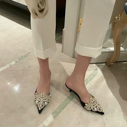 Fashion Sense Sandals Women'S Slippers Fashion Pointy Head Half Slippers Fine Heeled Sandals Shoes Middle Heeled2