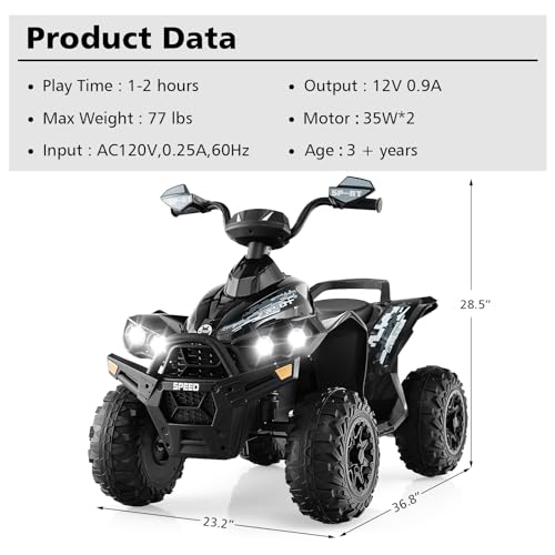 INFANS 12V Kids ATV Black