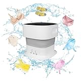 Compact et portable:Mini Machine a Laver Pliable,30.5*30.5*14cm Une Fois Pliée,Adaptée à La Maison Et Aux Voyages.Machine à Laver Pliable Et Avec Une Fonction De Déshydratation, équipée D'une Lumière Bleue, Ion D'argent, Entrée Et Sortie D'eau Automatiques, Panier De Vidange.