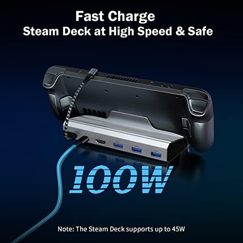 INTPIHP Docking Station for Steam Deck, 5-in-1 Steam Deck Dock Stand with HDMI 2.0 4K@60Hz, 3 USB-A 3.0 Ports, Full Speed Charging USB-C Port Compatible with Valve Steam Deck