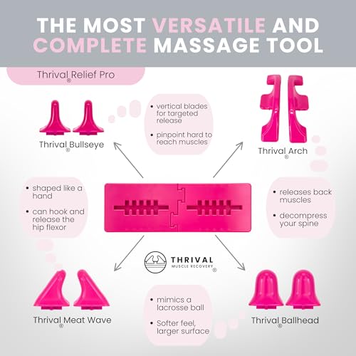 Image of Thrival Relief Pro - Fully Adjustable Psoas, Back and Hip Flexor Muscle Release Tool with Thrival App for Targeted Routines, Deep Tissue, Trigger Point Massage (Pink) - Made in USA