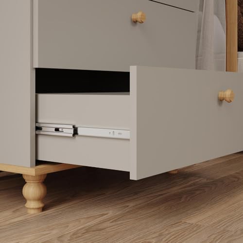 Comoda Bebê Fendi Nature Infantil Mdf Pés Madeira 3 Gavetas Corrediças Telescópicas Guarda Roupa