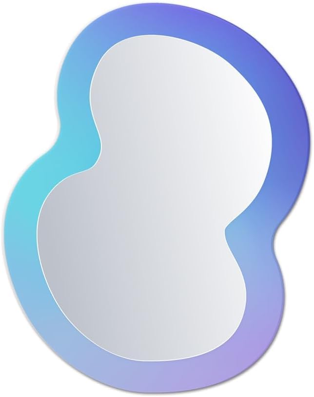 Demonwer Creative Cloud Irregular Ripple Purple Makeup Mirror Dormitory Makeup Table Bedroom Dresser Wall Decorative Mirror Back with Magnet Simple Operation Multiunction (Illusionist Mirror-3)
