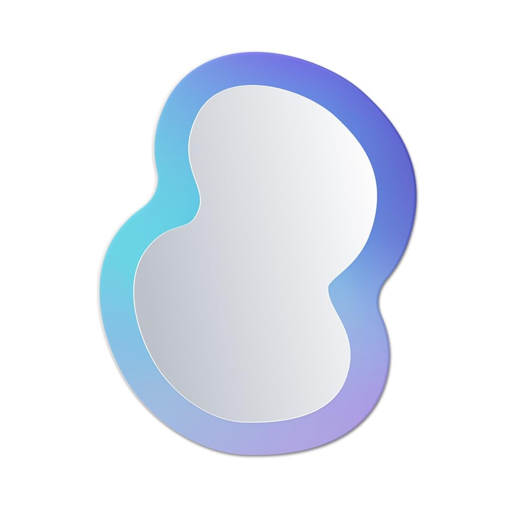 Demonwer Creative Cloud Irregular Ripple Purple Makeup Mirror Dormitory Makeup Table Bedroom Dresser Wall Decorative Mirror Back with Magnet Simple Operation Multiunction (Illusionist Mirror-3)