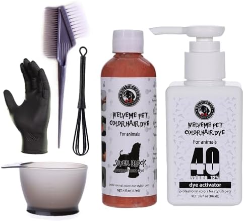 Amazon.com: WELYEME Black Pet Hair Dye Kit, Permanent Dog Hair Dye with ...
