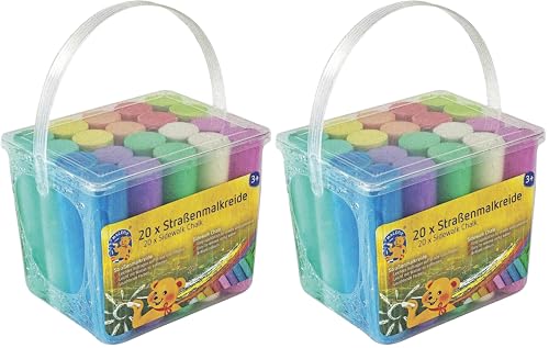 Pustefix MALEFIX Straßenmalkreide 40er Packung I Malkreide für Kinder und Erwachsene I Vielfalt an Farben I Leuchtend und Kräftig I Wasserlösliche und hochwertige Kreide I für Straße u. Hof