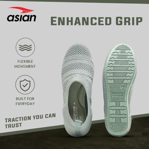 Image of ASIAN ZERI-02 Women's Knitted Slip-On Casual Shoes | Lightweight, Memory Foam, Flexible & Breathable Footwear for Walking, Travel & Casual Use