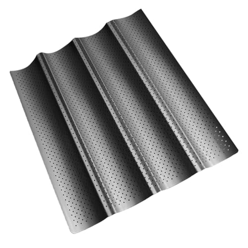 OSOLADY Teglia da Forno per Baguette Antiaderente con 4 Scanalature, Resistente al Calore, con Fori di Aerazione, per Pane Francese Fatto in Casa e Cucina Quotidiana, Colore Nero