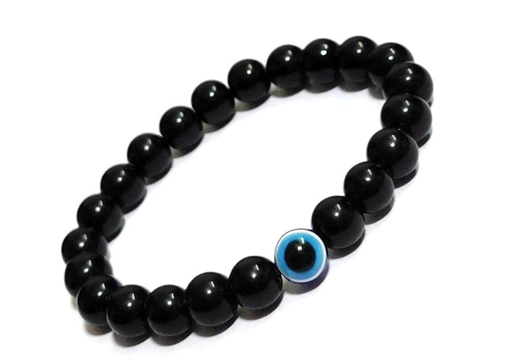 Kiah Black Onyx with Evil Eye Bracelet 8mm | Avoid negative energy for girls boys men women | Pre Energised and Activated | Original Natural Stones (B09YYHNP5G) Amazon Price History, Amazon Price Tracker