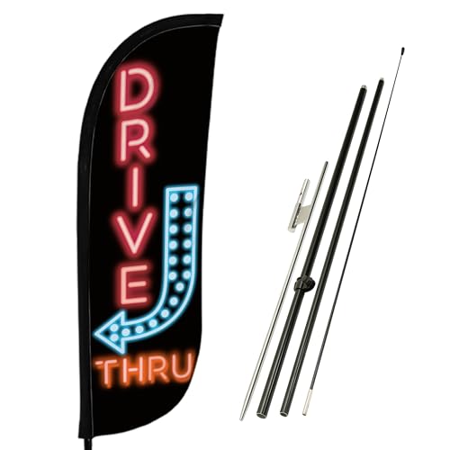 Drapeau plume fluo LookOurWay 1,5 m pour remplacer les panneaux lourds et capter les clients