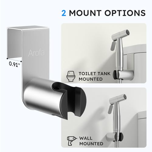 Arofa Handheld Toilet Bidet Sprayer for Toilet-Adjustable Water Pressure Control with Bidet Hose for Feminine Wash, Stainless Steel Brushed Nickel Bidet Faucet Cloth Diaper for Baby Wash - Thumbnail 5