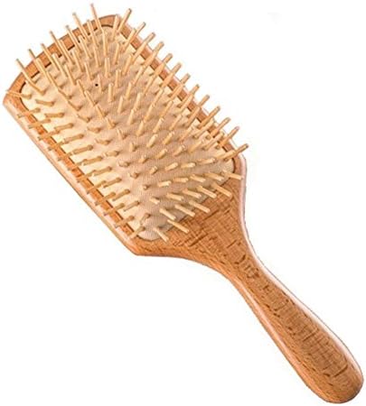 Natural Hair Brush Wooden Bristle Detangling Hairbrush Beech Wood Comb for Straight Curly Wavy Dry Wet Thick or Damaged Hair, Reducing Frizz and Hair Breakage - for Women Men and Kids
