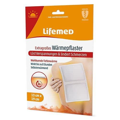 Lifemed - Cerotto termico extra large 19 cm x 13 cm, colore bianco, i cerotti termici autoriscaldanti, mal di schiena, tensioni, dolori muscolari ✓