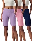 25,4 cm knielange Abdeckung: Diese Bermuda-Shorts für Damen verfügen über eine 25,4 cm lange Innennaht für hervorragende Abdeckung und Komfort, bieten eine bescheidene und praktische Option für Yoga, Bewegung oder lässige Sommerkleidung.