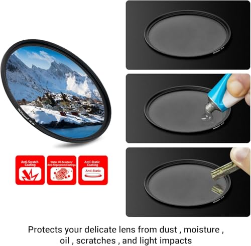 Image of MOSTOS - 77mm Camera UV Filter for Nikon AFS NIKKOR 24-120mm f /4G, AFS 28mm f /1.4E ED f /1.4, AFS 85mm f /1.4G for Nikon D850 D810 D800 D750 D700 D600 D610