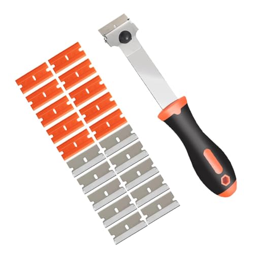 RVYEIOP Rascador, rascador de papel pintado de 1 pieza, quitapapeles con 20 cuchillas, rascador de vidrio, incluye cuchillas de plástico y metal, rascador de suelos, apto para ventanas y azulejos.
