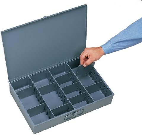 Durham 215-95-IND Gray Cold Rolled Steel Individual Adjustable Compartment Small Scoop Box, 13-3/8" Width x 2" Height x 9-1/4" Depth