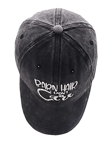 Kkmkshhg Barn Hair Don't Care Baseball Cap, Horse Gifts For Women, Embroidered Adjustable Vintage Washed Cotton Dad Hat For Girls Black #TOP3