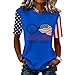Women America 250 Anniversary Short Sleeve Tops Casual Loose USA Blouses Summer 1776-2026 Independence Day Shirts