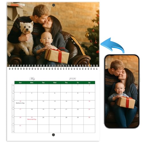 Custom Wall Calendar 2026 2027 with Your Photos - Personalized Family Photo Calendar 12 Month, Make...