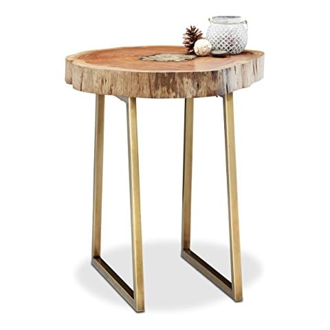 Relaxdays Mesa Auxiliar árbol Log Slice de Madera de Acacia Cover