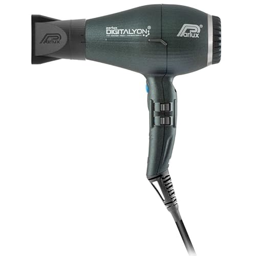 Parlux Digitalyon Anthracite Digital Hair Dryer with Slim Hair Straightening Nozzle for a Frizz-Free Straight Hair Look. Quiet with 2 Speeds and 4 Temperatures and Cold Air Button