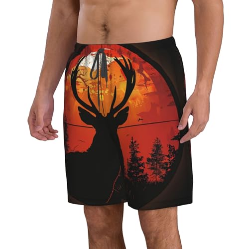 Deer Silhouette Sniper Scope Black Orange Men's Quick Dry Swim Trunks Surfing Beach Mesh Board Shorts2