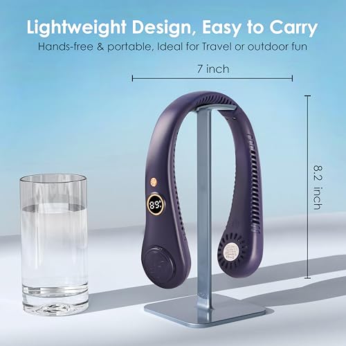 Image of Gesto Portable Neck Fan Rechargeable - Hands-Free Neck Fan for Summer With 1500 mAh Battery & Display | 5-Speed 360 Airflow, USB Charging Personal Fan for Home, Kitchen, Gym, Travel, Running - Blue