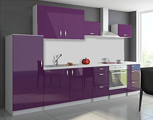 Tendencio Cuisine complète 3m20 OXIN laquée Noir et Blanc (Aubergine)