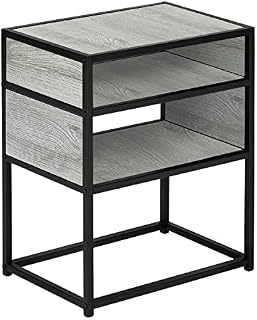Accent Table, Side, End, Nightstand, Lamp, Living Room, Bedroom, Metal, Laminate, Grey, Black, Contemporary, Modern
