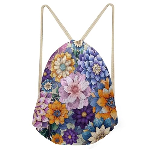 AFPANQZ Boho Floral Kids Drawstring Gym Bag