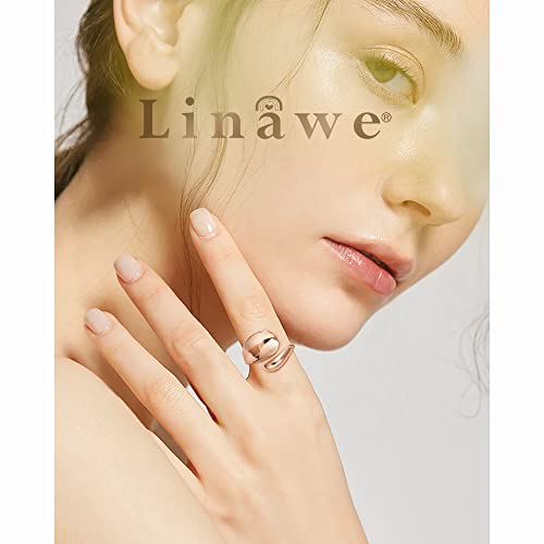 Linawe Adjustable Chunky Rings for Women, 14K Gold/Rose Gold/Silver/Black Hug Ring, Thumb Knuckle Signet Infinity Wave Rings, Stacking Spoon Rings Western Hippie Gothic Jewelry2