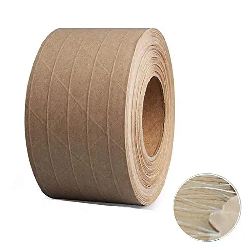LucaSng Reinforced Gummed Kraft Paper Tape, Water Activated Tape, 50 yds Length x 2&#34; Width, Brown Carton Box Packing,Sealing Fiberglass Eco-Friendly and Recyclable Tape, (2 Inches x 150 Feet) (1)