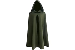 UQJE Adult Hobbit Costume Renaissance Hooded Open Front Poncho