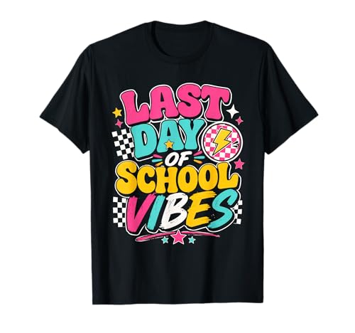Last Day of School Vibes Retro Groovy Summer Break Student T-Shirt