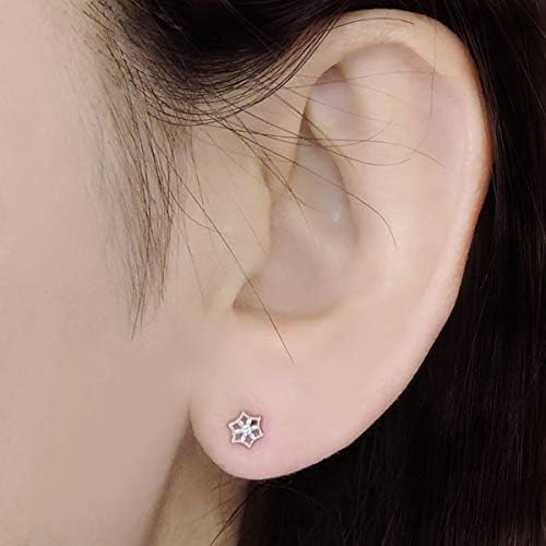 ☆関税込☆真珠の杜 ダイヤモンド K18ホワイトゴールド スタッド プチ 花 雪の結晶型 diamond ダイヤ flower 片耳ピアス メ☆大人気☆