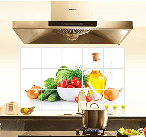 Bibitime Green Vegetables Kitchen Oil Proof Wall Stickers Cherry Tomatoes Cucumber Onion Butter Backsplash Tile Decor Decals (17.72 Inches X 27.56 Inches, Green Vegetables) #TOP7