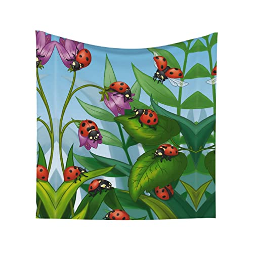 Ladybug Print Indoor Tapestry Wall Hanging Print Tapestries Home Art Decor Large Size 59Ã—59 Inches For Living Room Bedroom Office And Study #TOP7